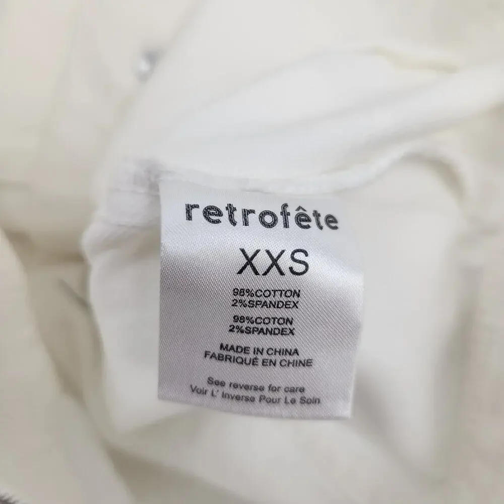 Retrofete Ada Denim Jacket White Puff Sleeve Size XXS NWT